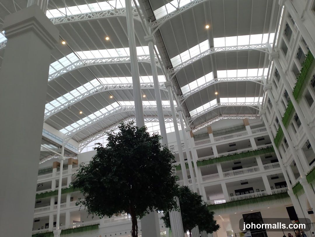 Interior of a large building with a glass roof
