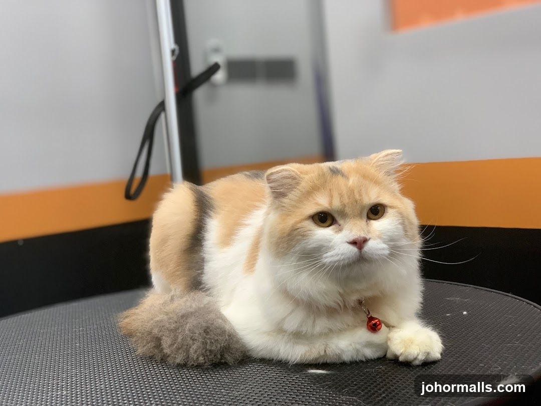 Cat on grooming table