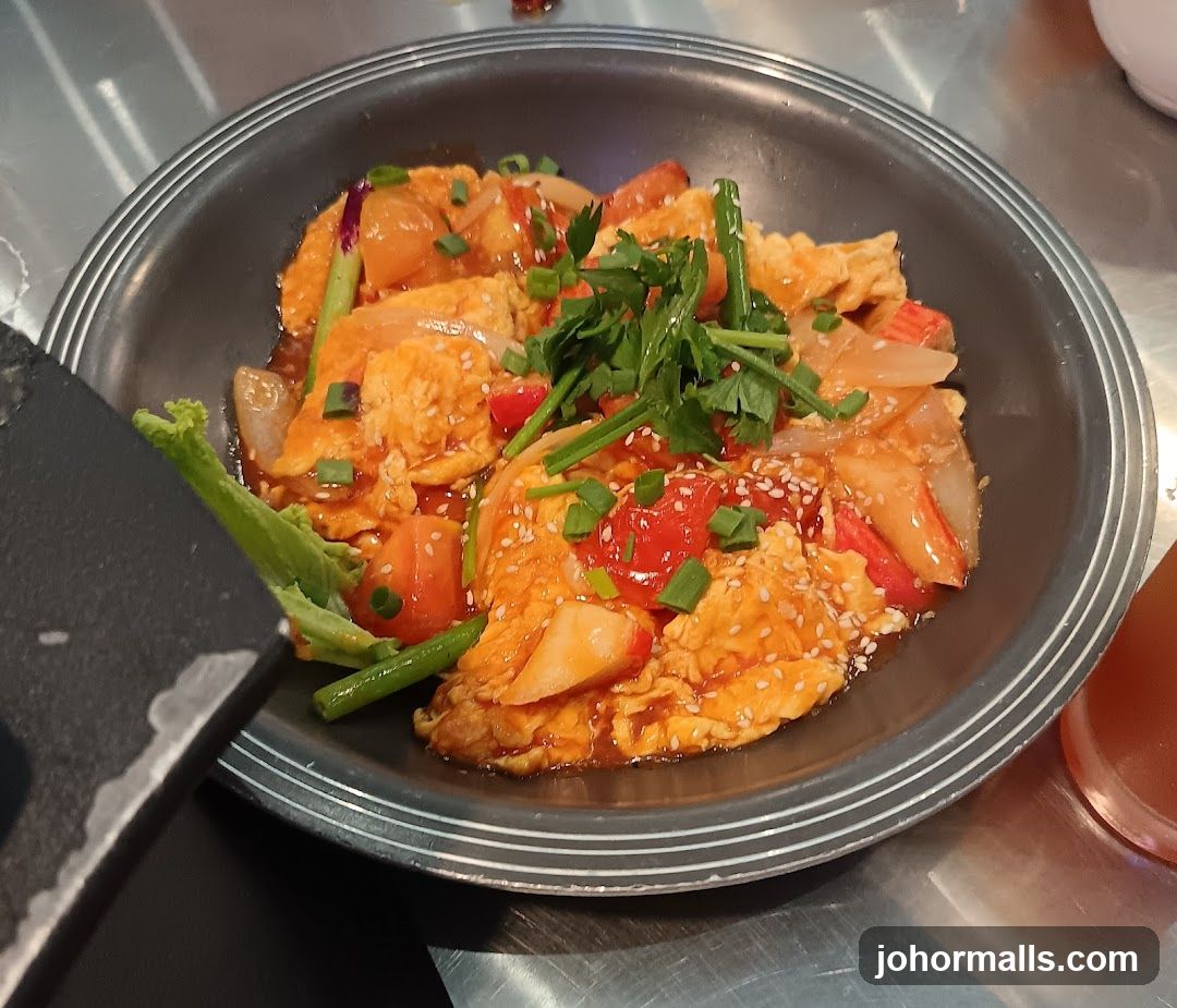 Scrambled Eggs with Vegetables and Crab Sticks