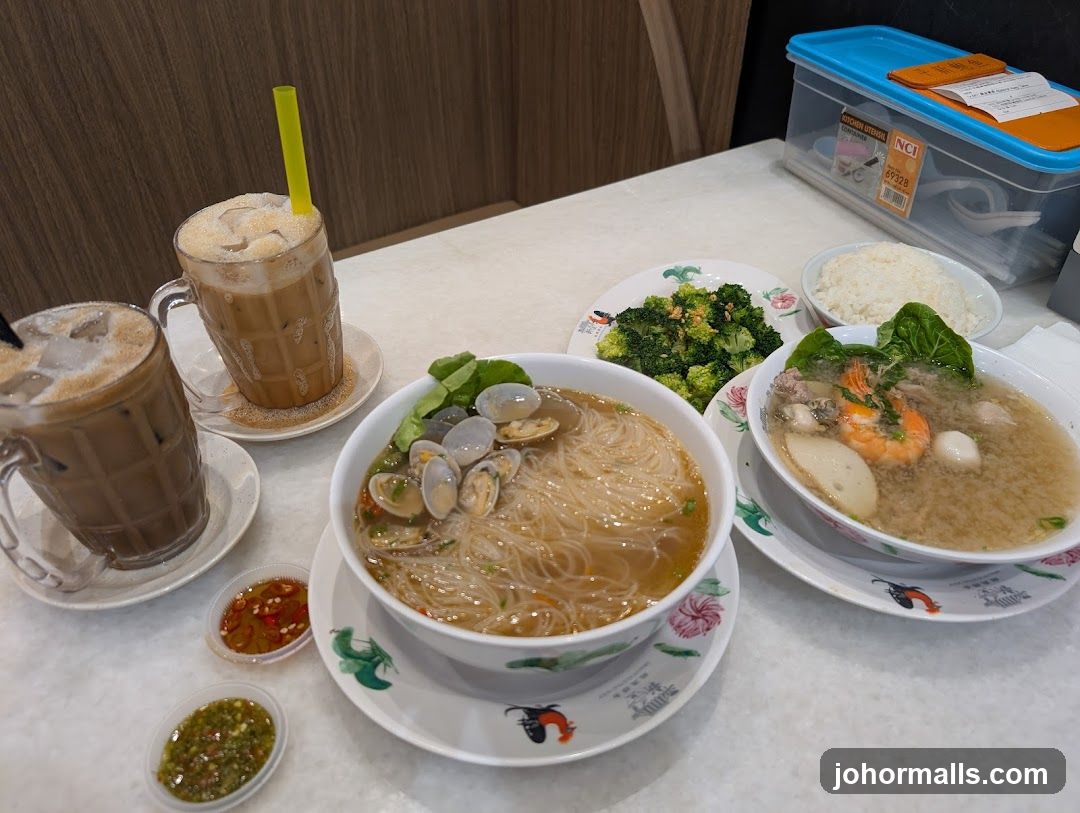 Table with food and drinks