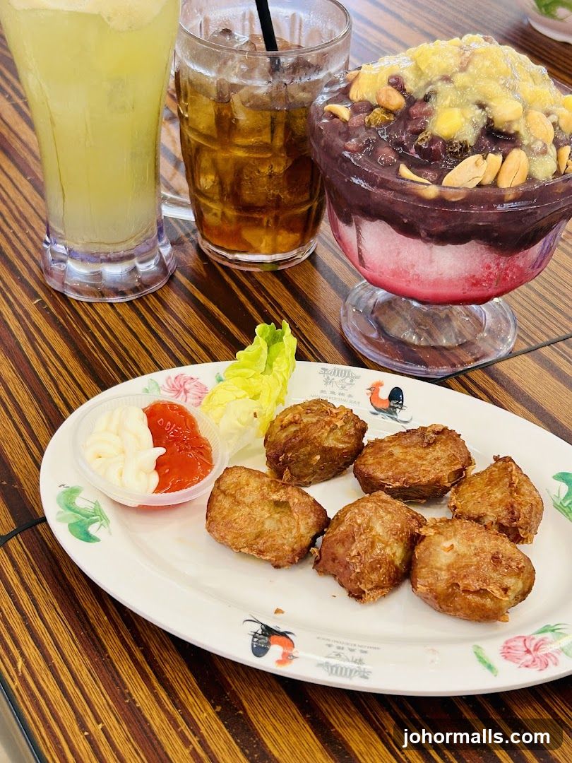 Fried Appetizers with Drinks and Dessert