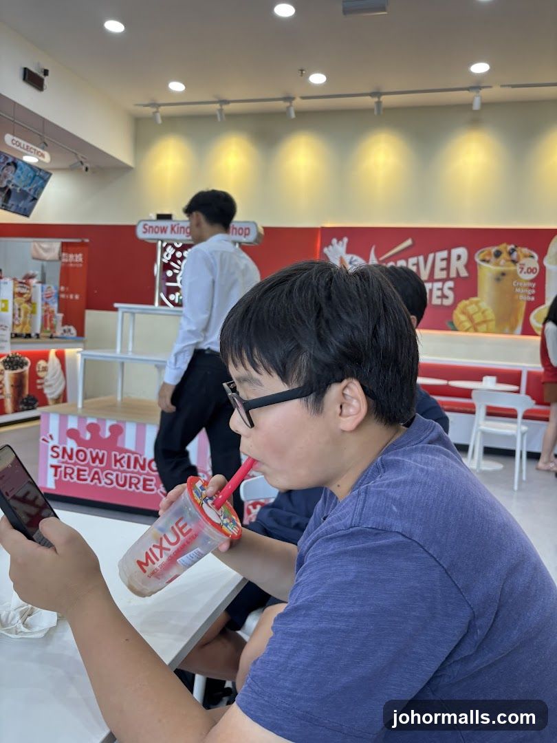 Boy drinking bubble tea