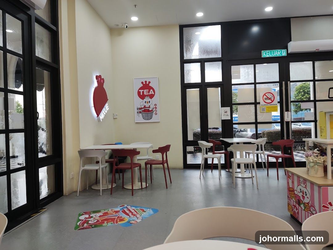 Interior of a cafe with tables and chairs