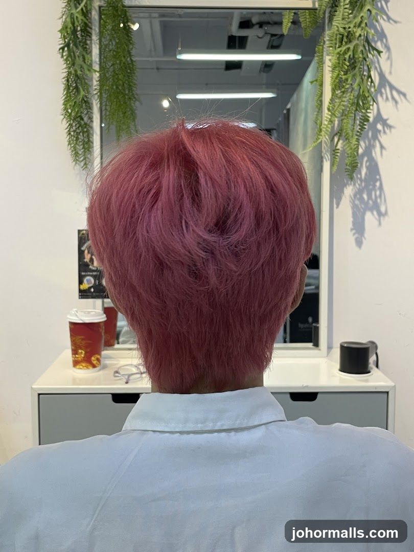 Person with Pink Hair in Salon