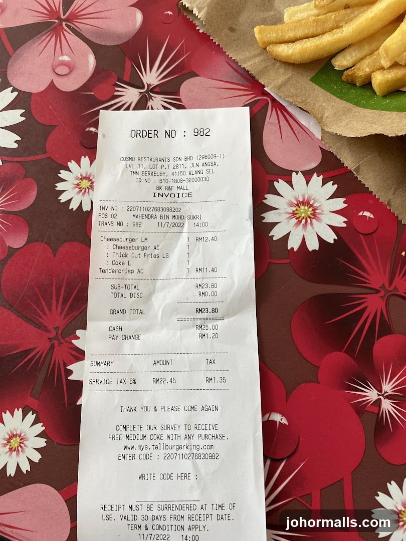 Burger King Receipt