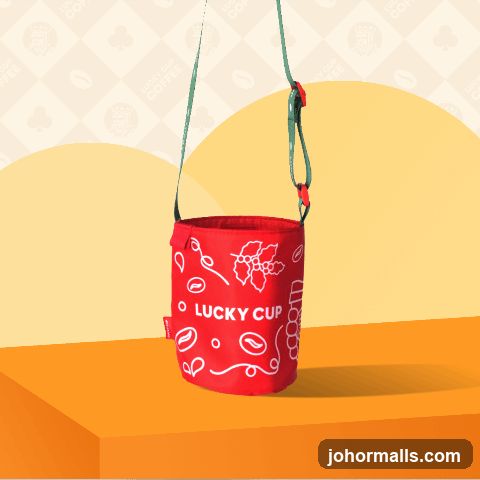 Red cup holder with "LUCKY CUP" logo