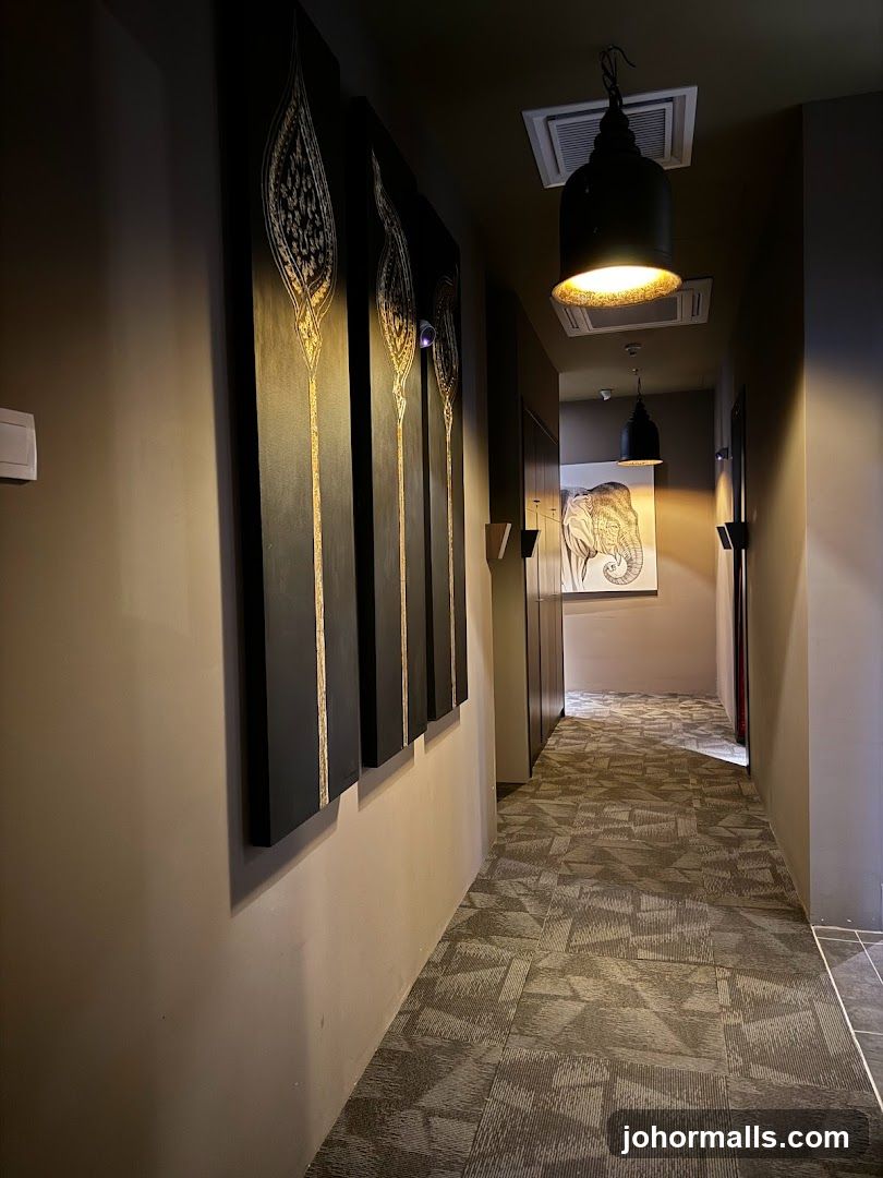 Hallway with Artwork and Elephant Painting