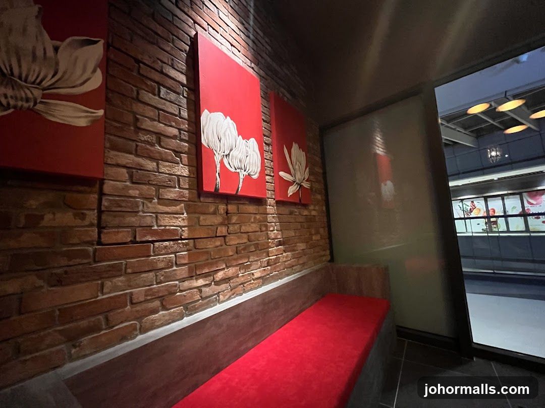 Interior seating area with artwork