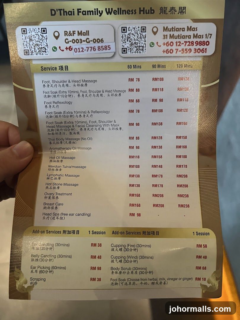 D'Thai Family Wellness Hub Menu