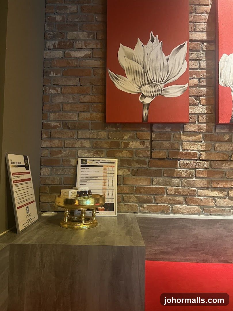 Spa Interior with Lotus Art and Menu