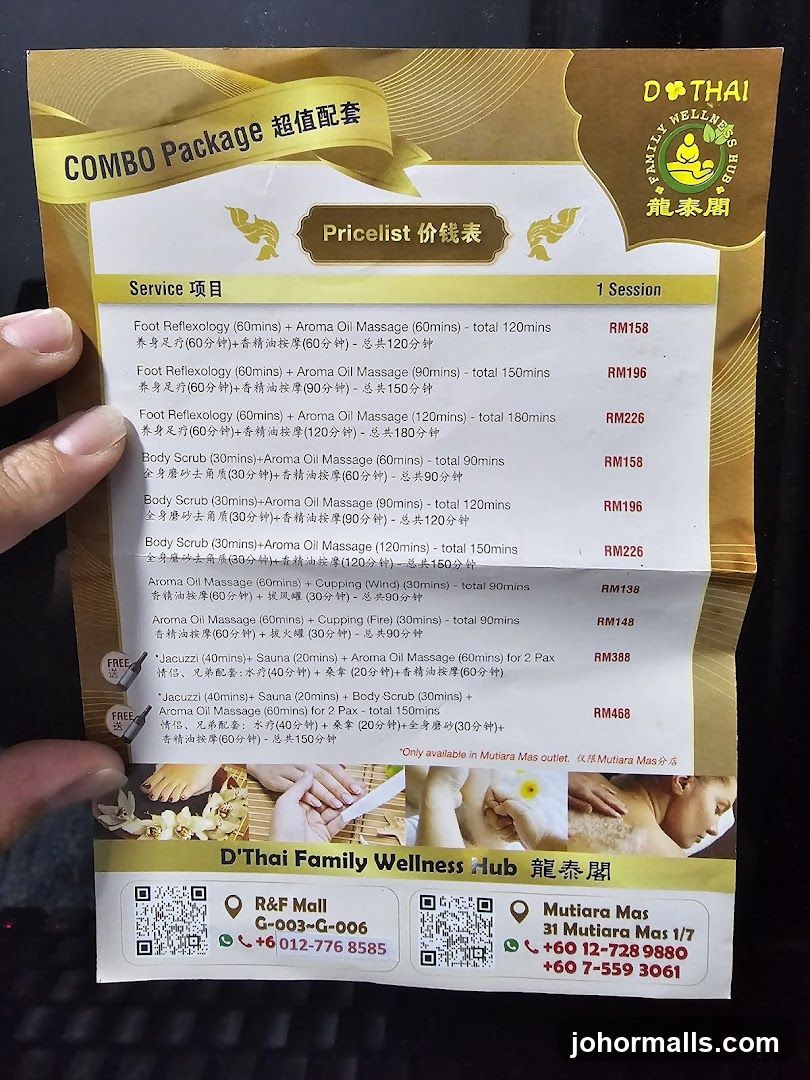 D'Thai Family Wellness Hub Combo Package Pricelist