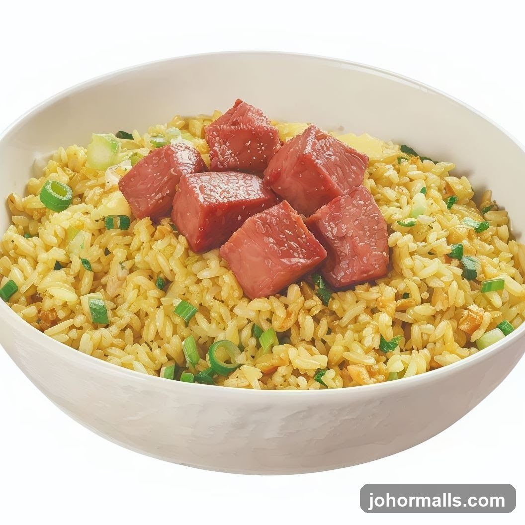 Fried Rice with Cubed Meat