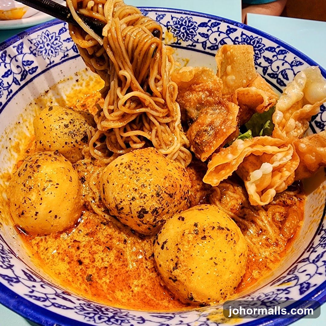 Curry Noodles with Fish Balls and Wontons