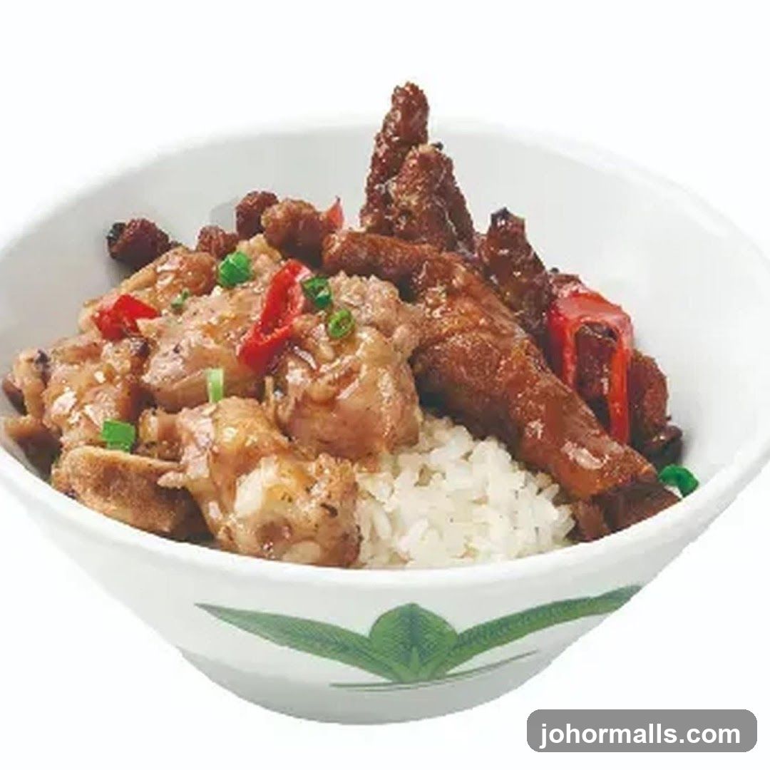 Bowl of Rice with Braised Meat and Chicken Feet