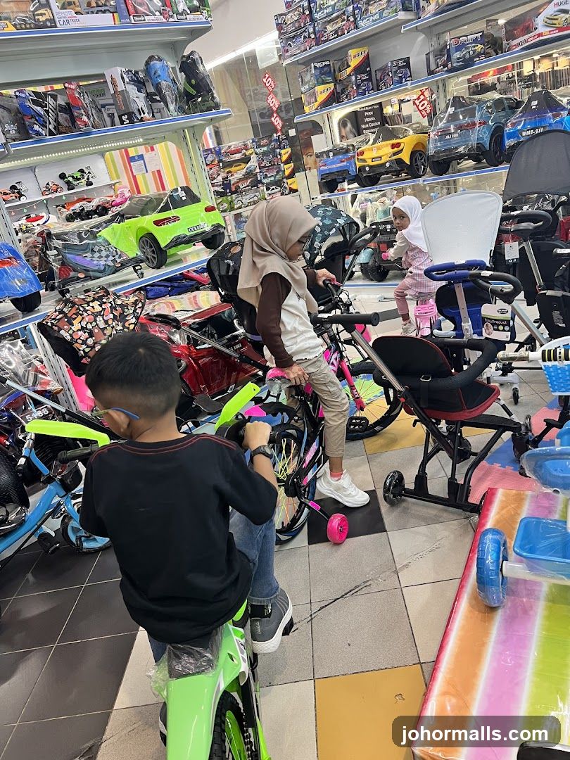 Children trying out toys in a store