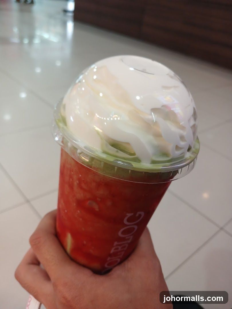 Strawberry Matcha Drink with Cream