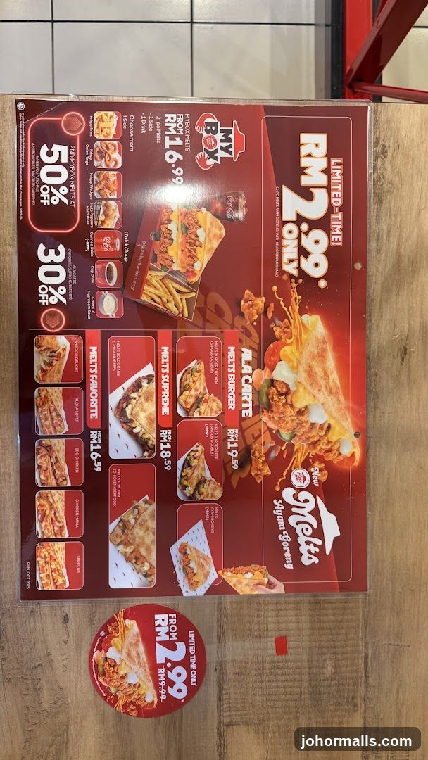 Pizza Hut Melts Menu