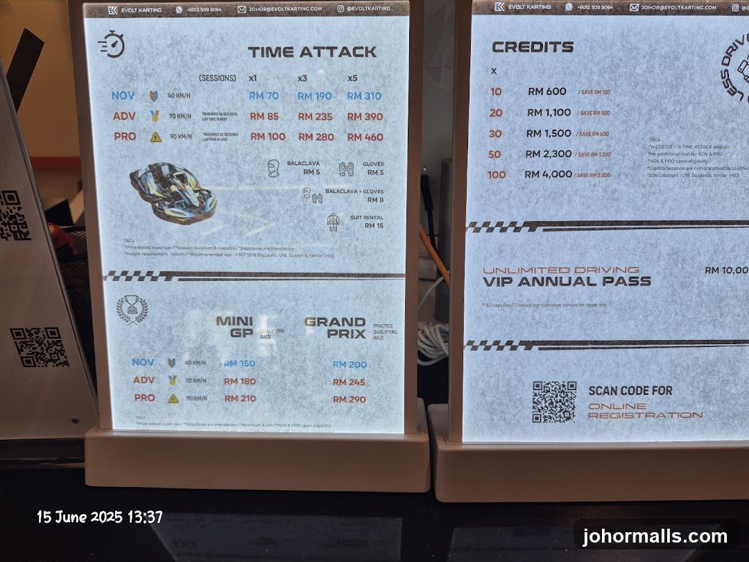 Evolt Karting Pricing
