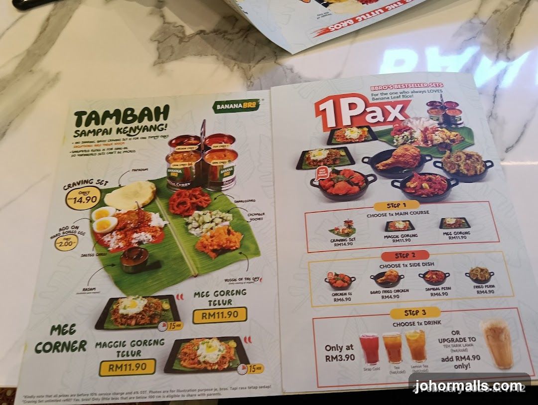 Banana Bro Menu