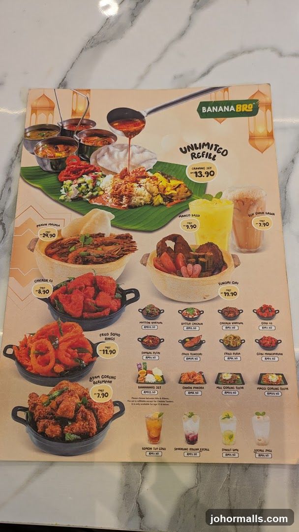 Banana Bro Menu