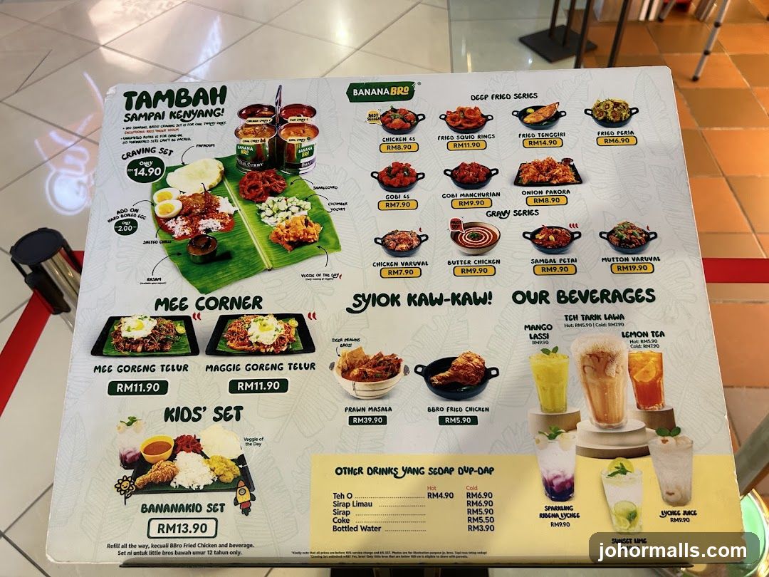 Banana Bro Menu