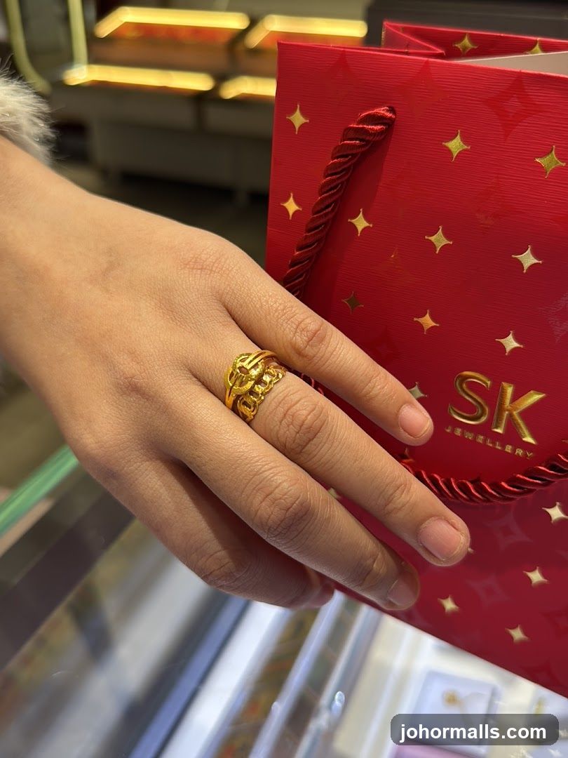 Gold Ring and Jewellery Bag