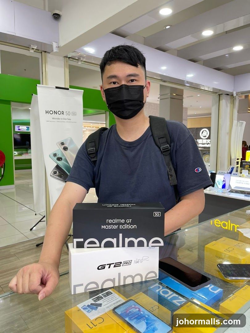 Man with Realme Phones