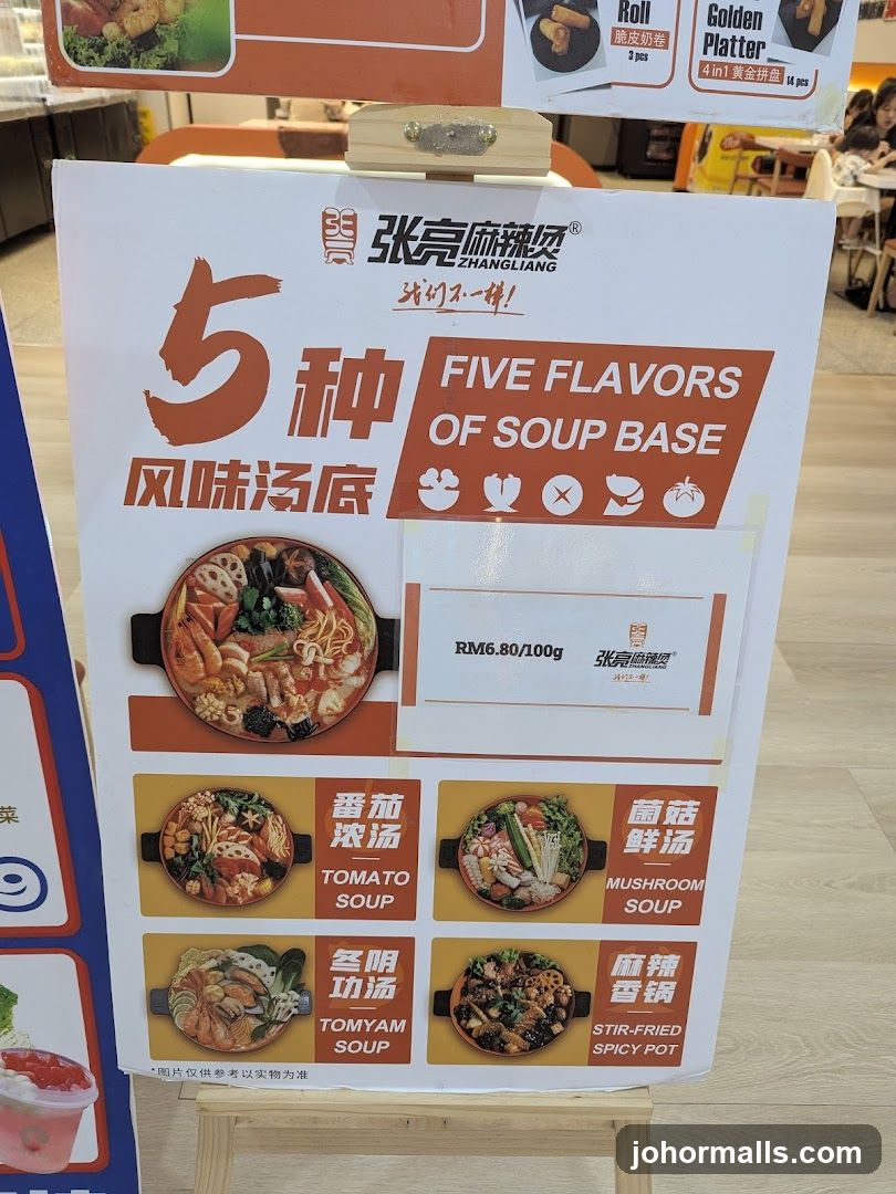 Five Flavors of Soup Base Menu