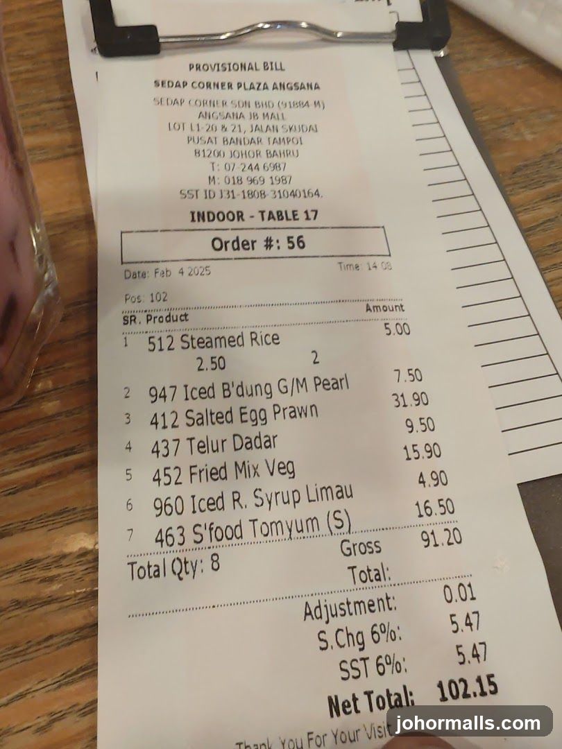 SEDAP CORNER PLAZA ANGSANA BILL