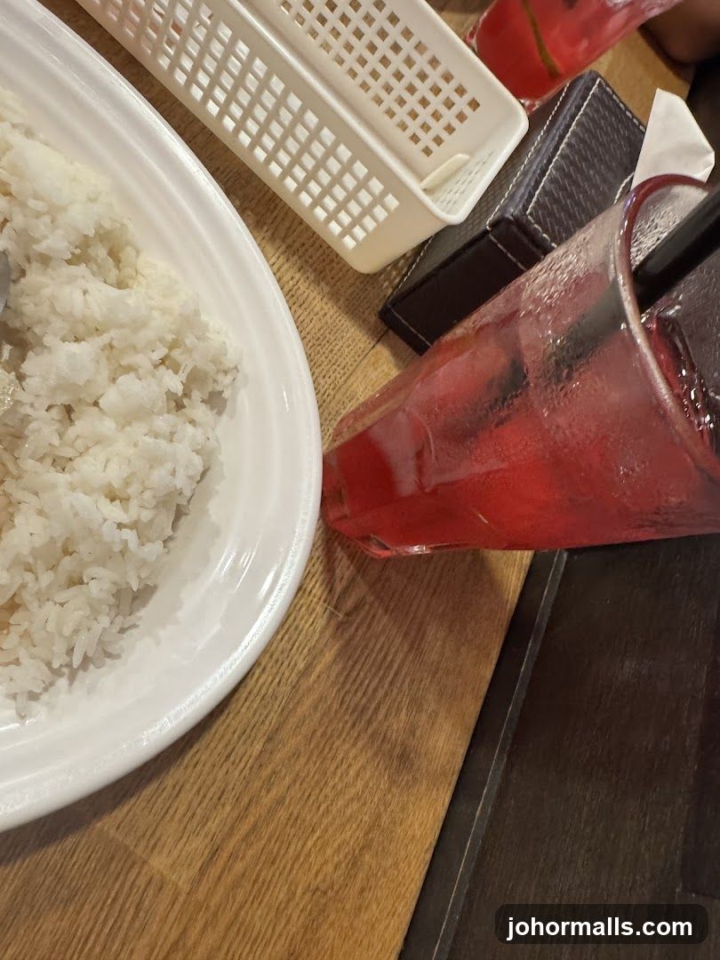 Table Setting with Rice and Drink