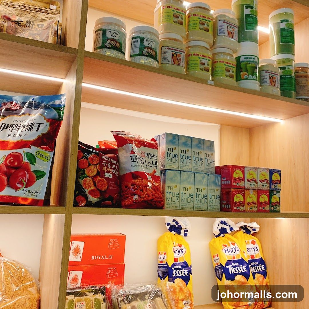 Assorted Packaged Goods on Shelves