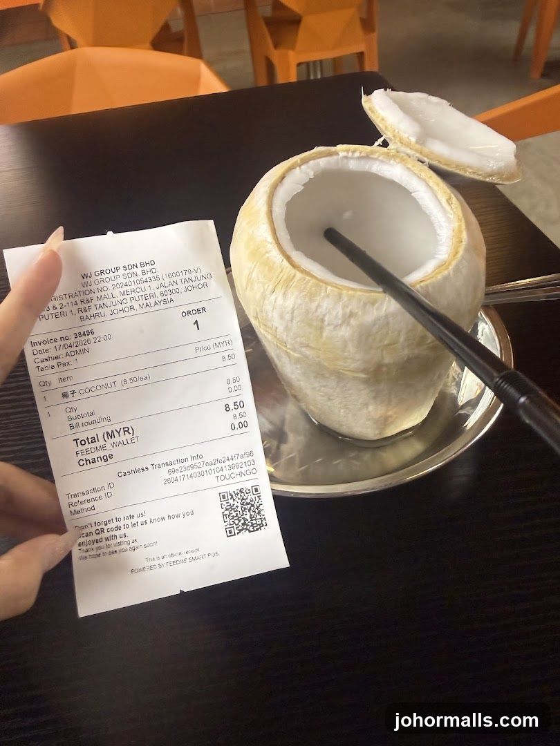 Receipt and Coconut Drink