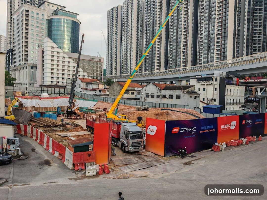 Construction Site with Cranes and Tall Buildings