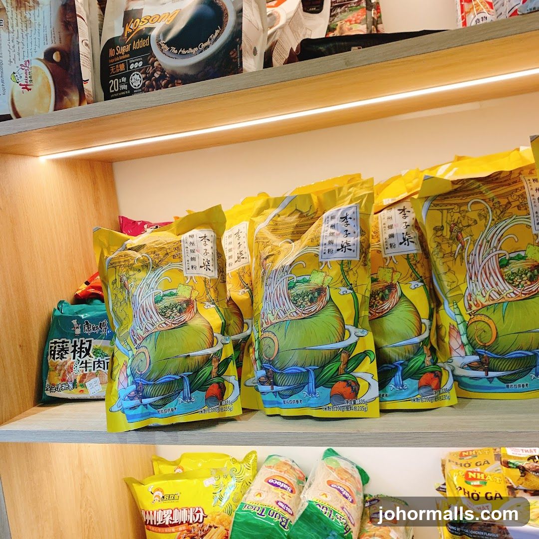 Packaged Food Items on Shelves