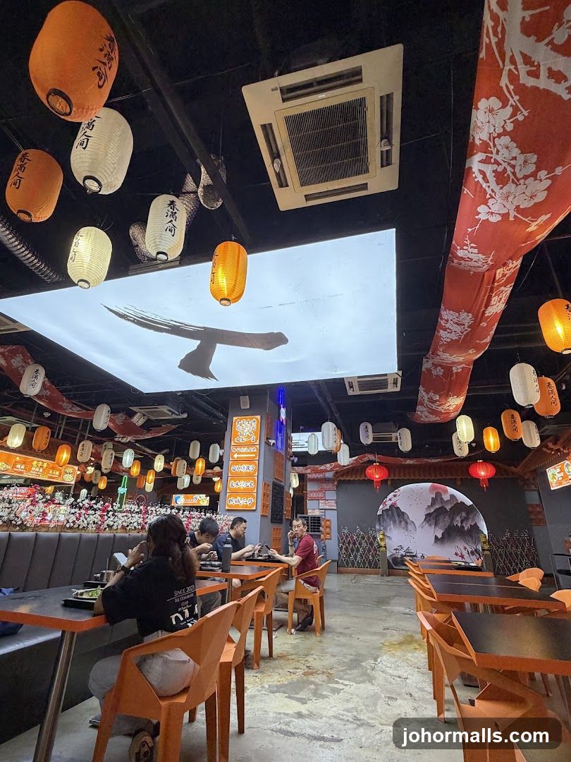 Restaurant Interior with Japanese Lanterns