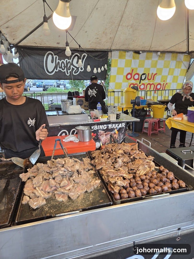 Food Stall with Grilled Meats