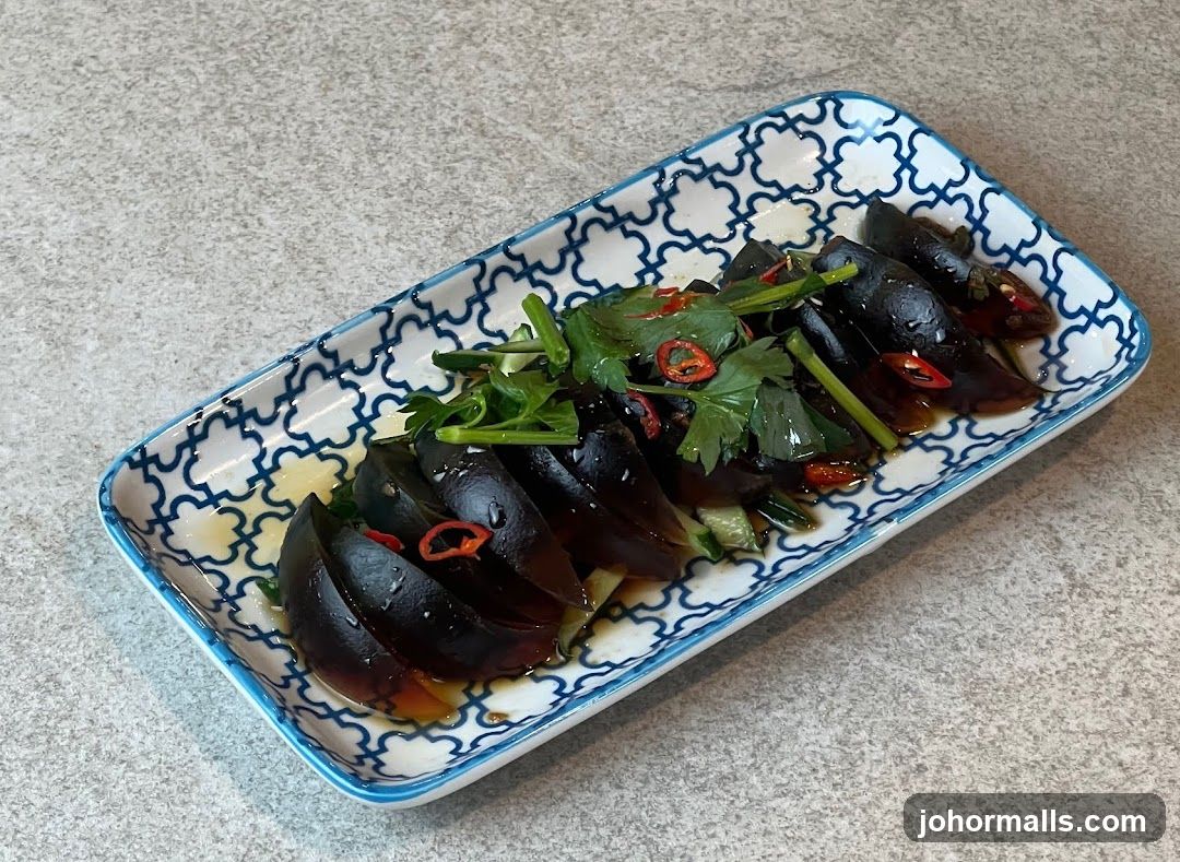 Century Eggs with Cucumber and Chili