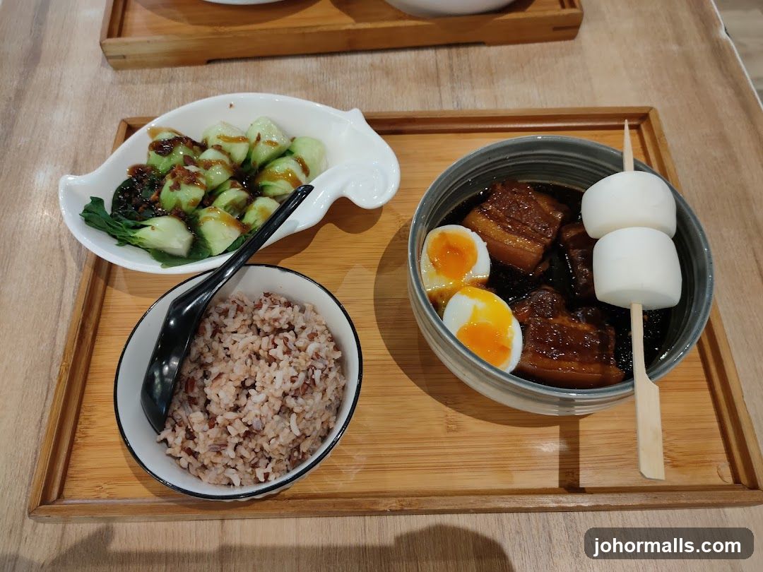 Braised Pork Belly with Rice and Vegetables