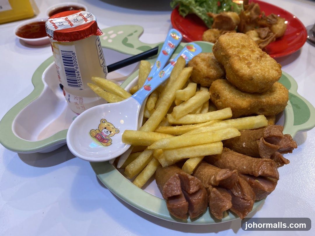 Kid's Meal with Chicken Nuggets, Fries, and Sausages