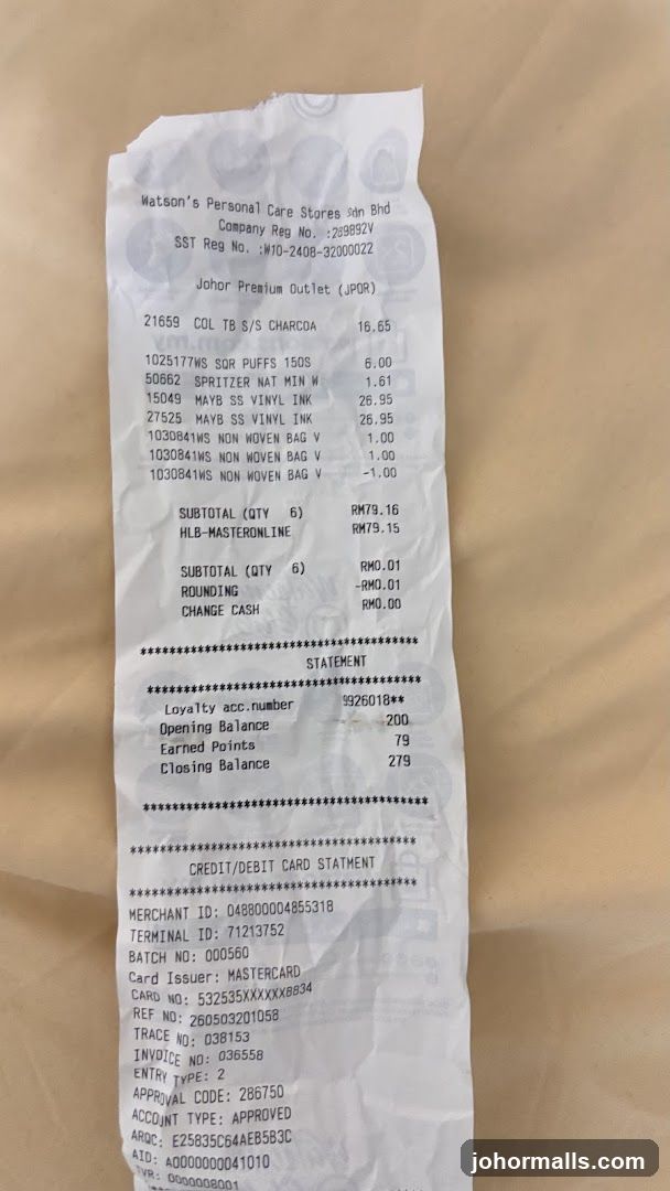 Watson's Receipt