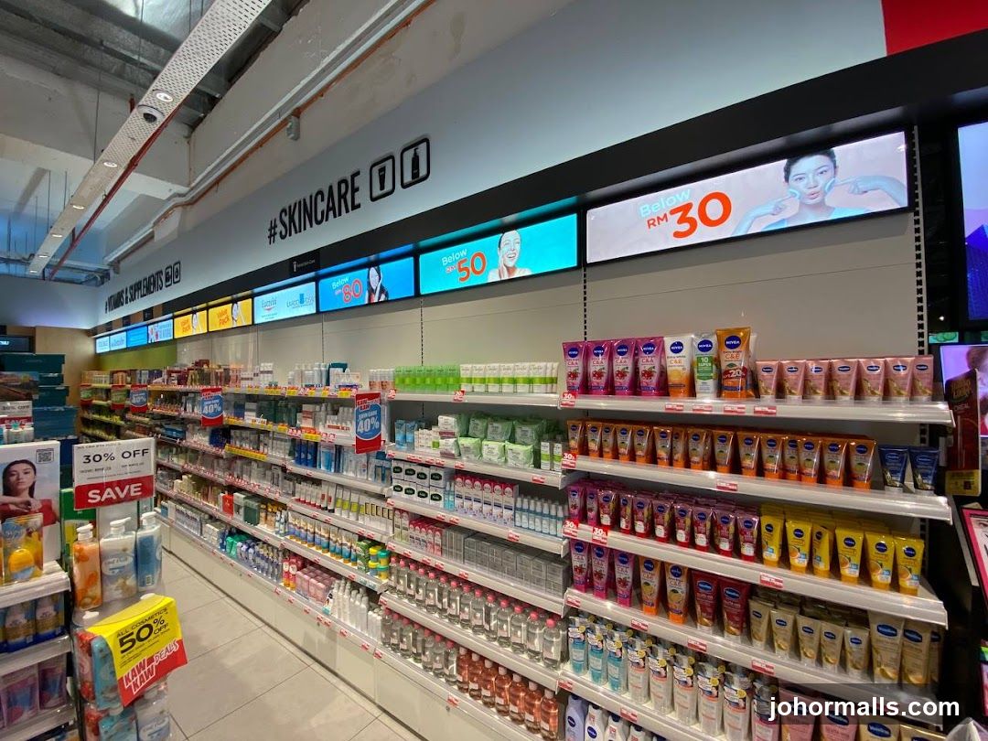 Skincare aisle in a store
