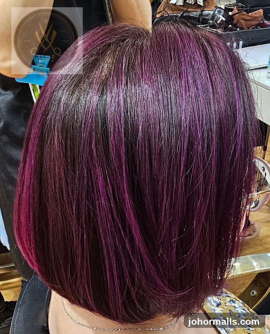 Woman's Purple Bob Haircut