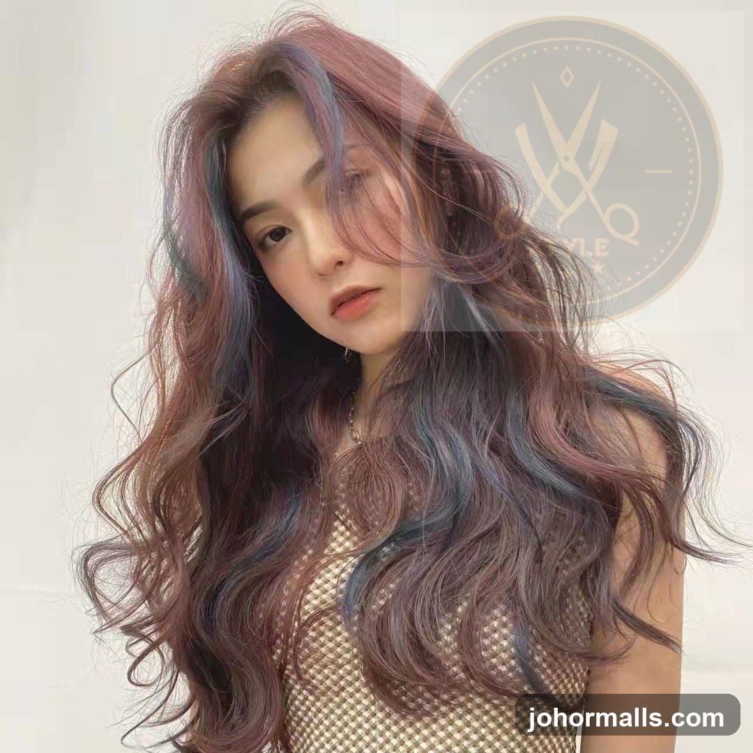 Woman with colorful wavy hair