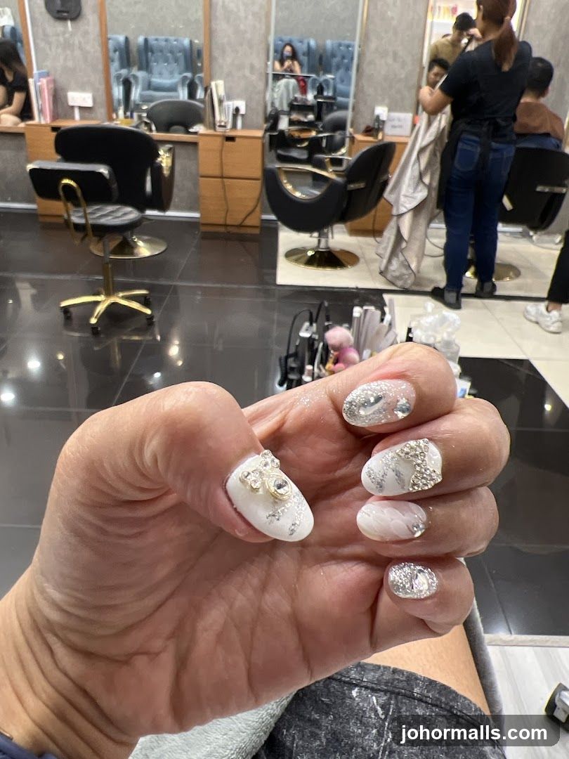 Nail Salon Interior with Decorated Nails