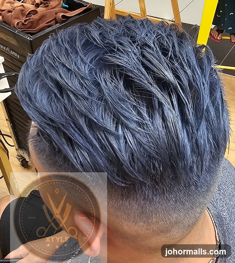 Man with blue hair