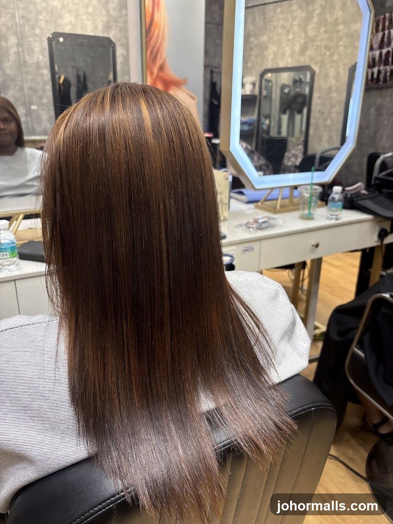 Woman with freshly styled brown hair