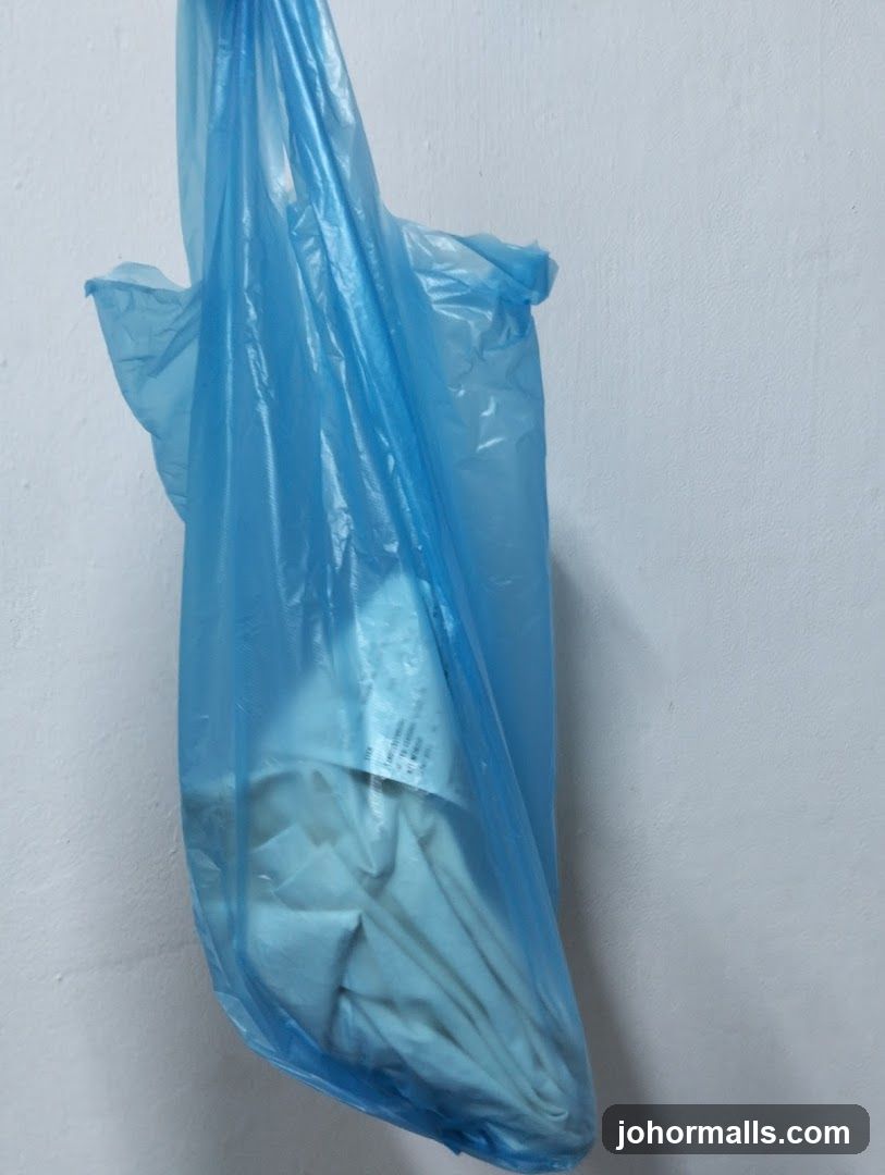 Blue plastic bag with contents