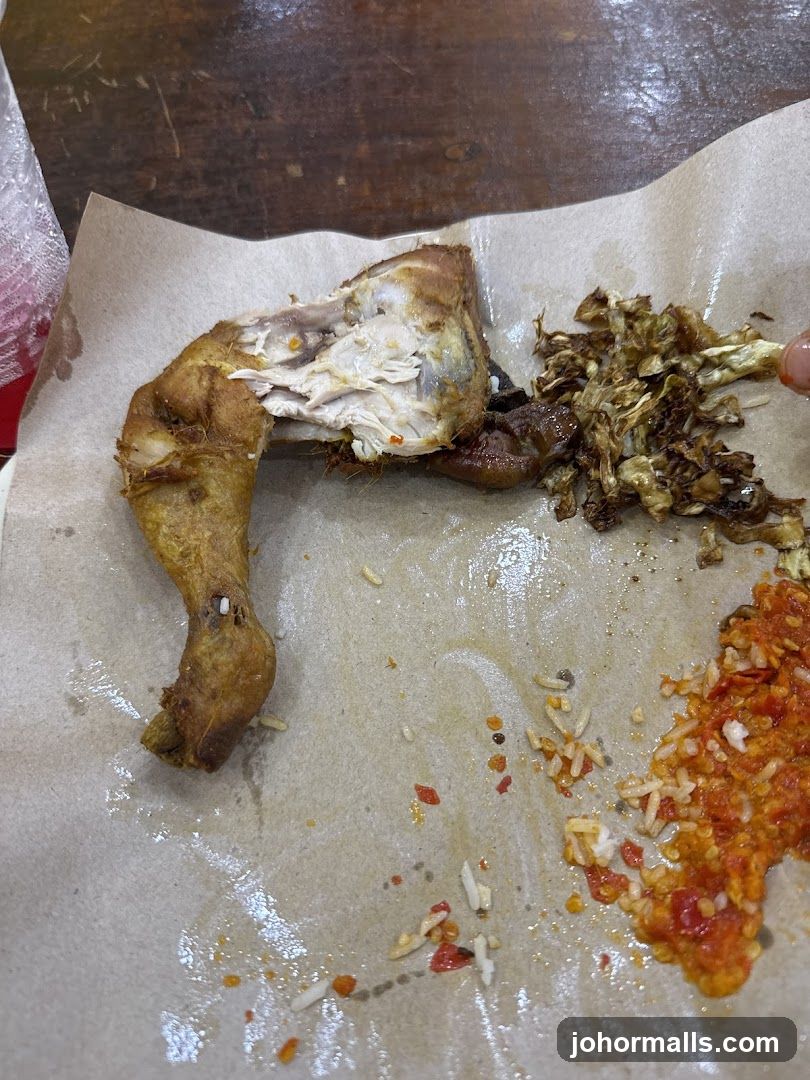 Fried Chicken Leg with Rice and Chili Sauce