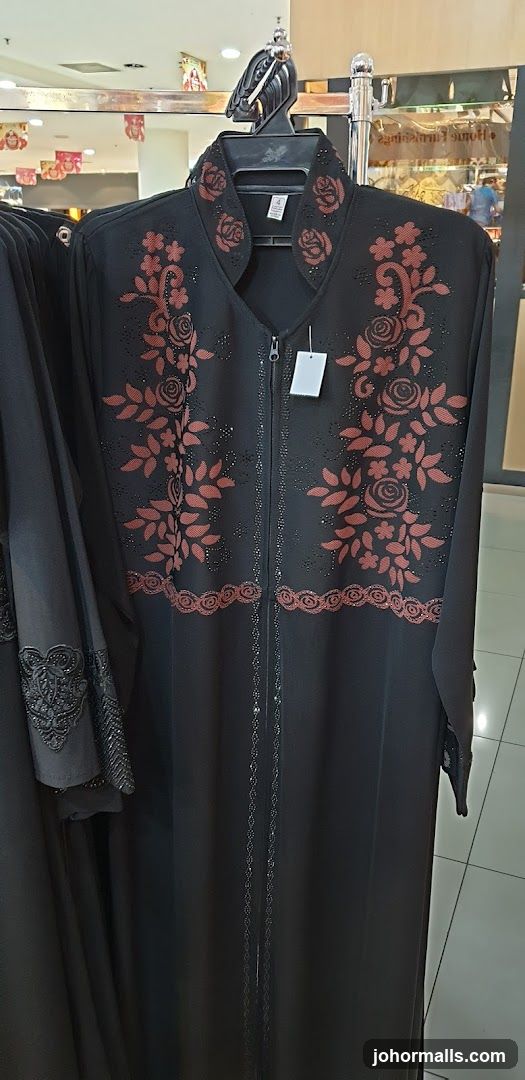 Black Abaya with Floral Embellishments