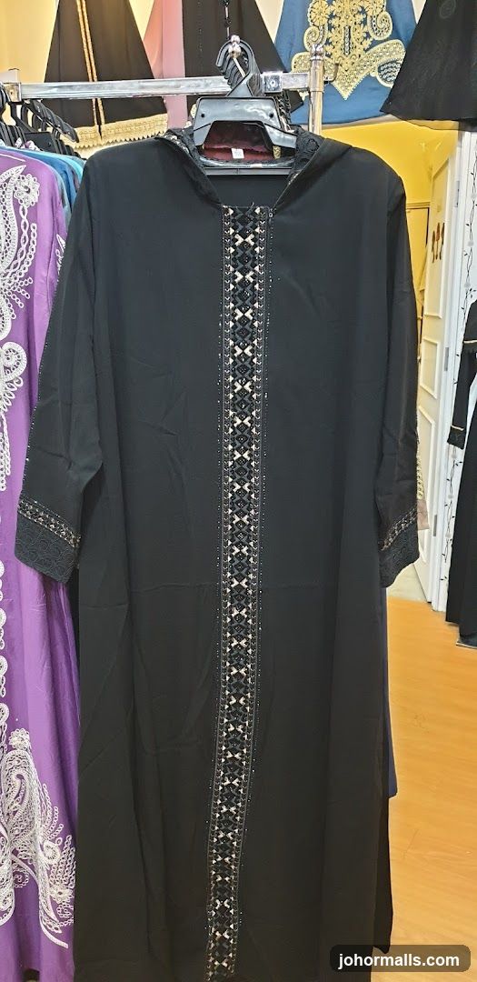 Black Abaya with Embellished Front